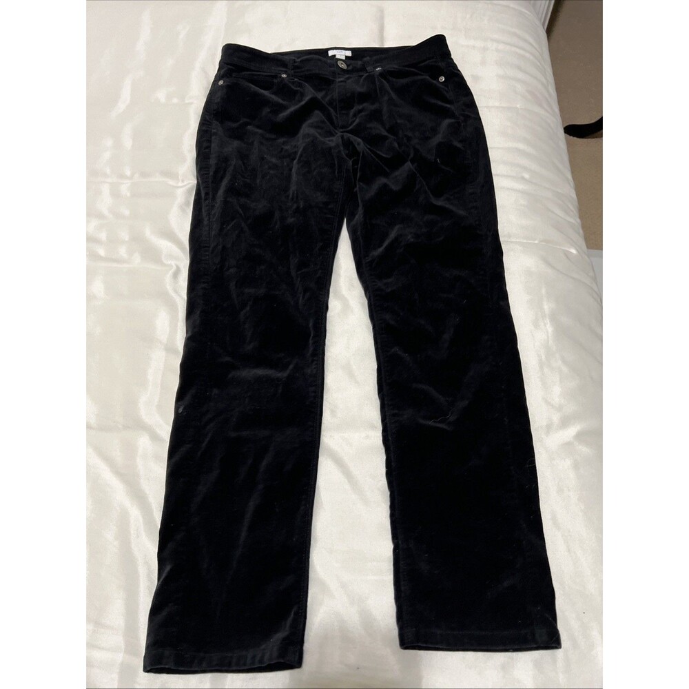J Jill Pants Womens 8 Black Velvet Slim Straight Dark Wash Mid Rise Slimming